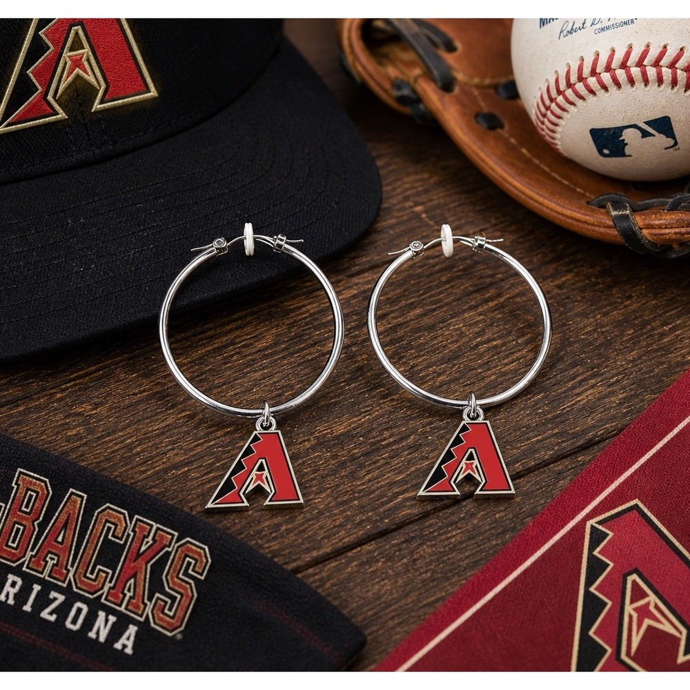 Arizona Diamondbacks Hoop Earrings MLB Licensed Logo Charm NOS